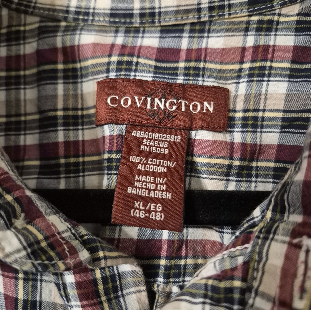 Covington Multicolor Plaid Button Down Shirt Xl - image 2